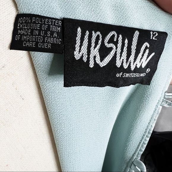 Vintage Ursula of Switzerland • Mint Green Romantic Dress • Sz M - Picture 7 of 8